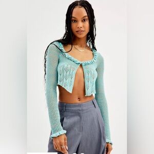 Urban Outfitters Lily Open-Knit Flyaway Crop Cardigan